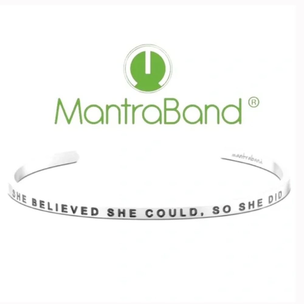 MANTRABAND Silver She Believed She Could Cuff Bracelet OS NWT